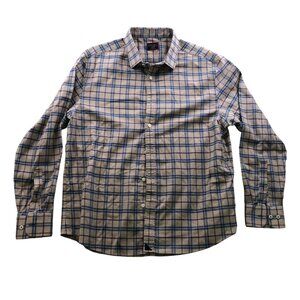 Untuckit Men Shirt Size XL Wrinkle-Free Long Sleeve Flannel Plaid Button Up Blue